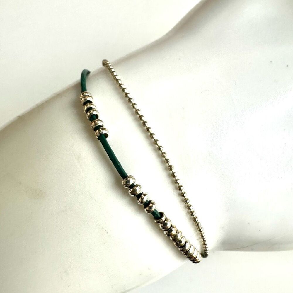 Chloe and Isabel green and silver tone double strand bracelet